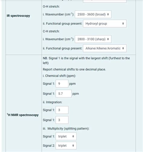 Solved I Wavenumber Cm1 Ii Functional Group Present Chegg