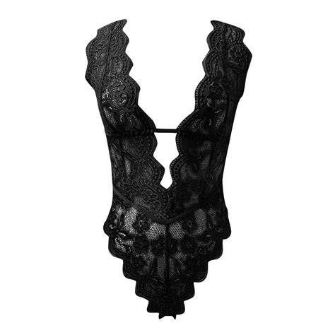 Adviicd Black Lingerie Womens Lingerie Teddy Lace Deep V One Piece