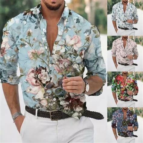 CHEMISE HOMME STYLE Baroque La Mode Avec Imprim Floral Et Fermeture