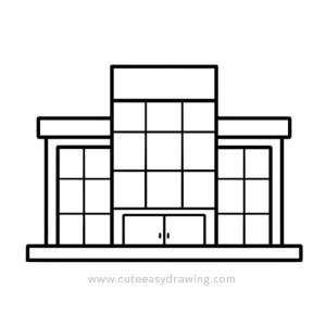 How to Draw a Shopping Mall Easy - Cute Easy Drawings