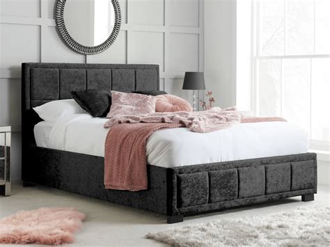 Birlea Hannover Black Crushed Velvet Fabric Bed At Mattressman