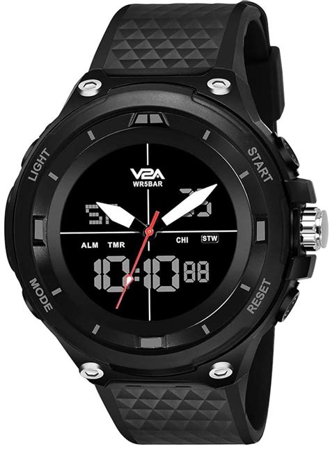 V2a Analog Digital Military Countdown And Auto Calendar 5atm Waterproof Sports Watch For Men