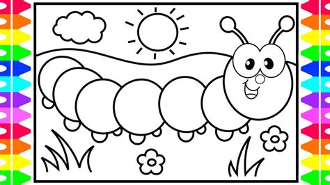 How To Draw A Caterpillar For Kids 🐛💚caterpillar Coloring Pages Fun