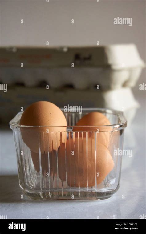 Organic Brown Eggs In Containers Stock Photo Alamy