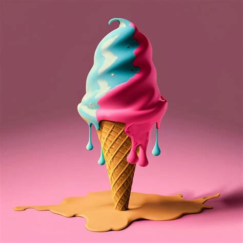 Premium AI Image Illustration Of A Colourful Ice Cream Cone That S