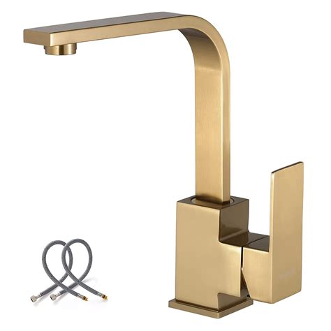 Wowow Brushed Gold Bar Faucet Single Handle Bar Sink Faucets Stainless Steel Small Kitchen