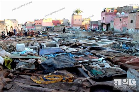 Tannery Tanner S Quarter Marrakech Morokko Marrakesh Stock Photo