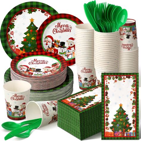 Amazon Sliner Pcs Christmas Paper Plates And Napkins Set