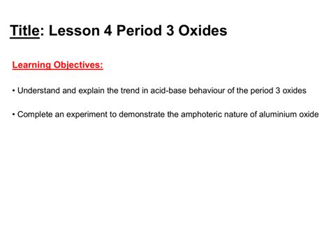 Period 3 Oxides