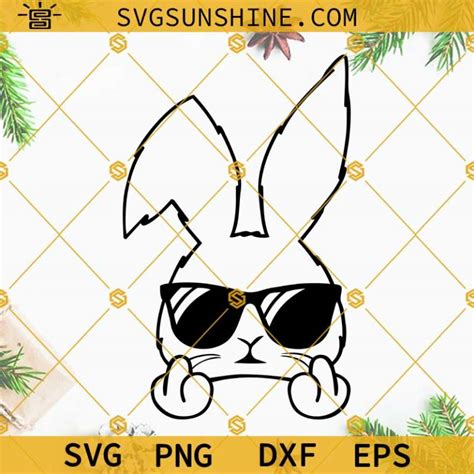 Bunny With Sunglasses Svg Bunny With Glasses Svg Funny Easter Svg Middle Finger Svg Adult