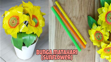 DIY Sunflower From Straw Membuat Bunga Matahari Dari Sedotan Mudah