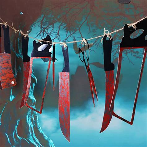 Halloween Decorations 12 Pcs Bloody Knife Haunted House Bar 12 Xuedao