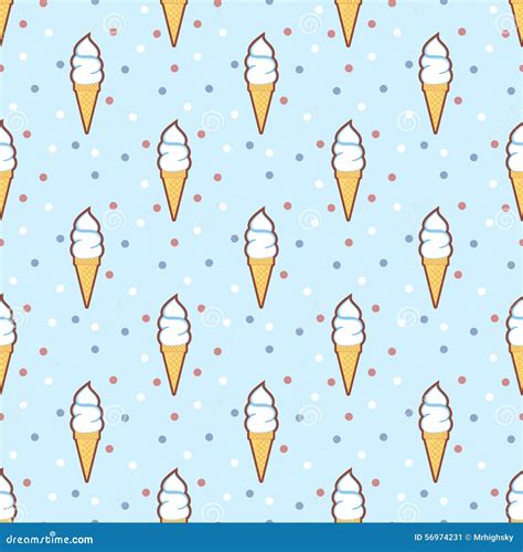 Retro Ice Cream Cones Seamless Pattern Stock Vector Illustration Of