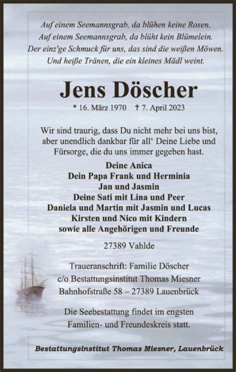 Traueranzeigen Von Jens D Scher Trauer Kreiszeitung De