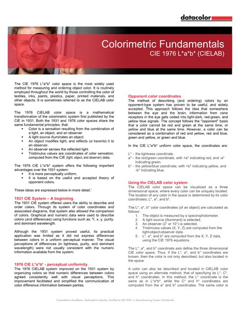 Colorimetric Fundamentals Cie L A B Cielab Docslib