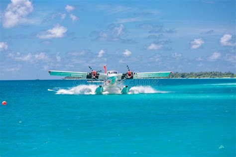 Male, Ari Atoll, Maldives - December 16. 2016: Seaplane of Trans ...