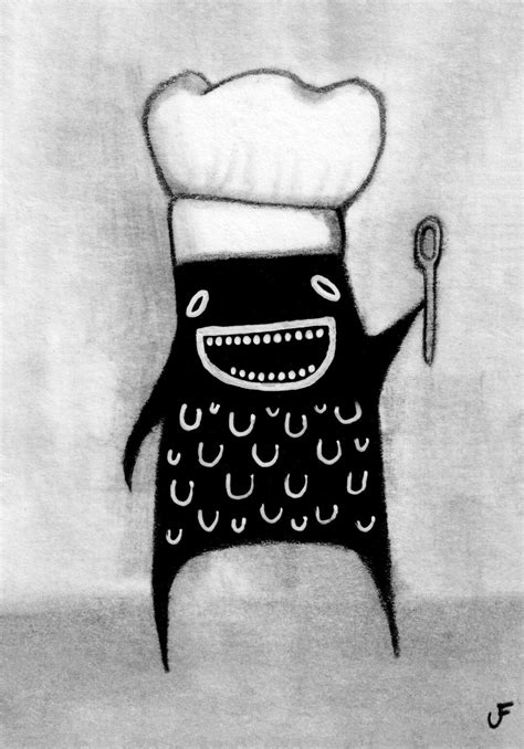 Aceo Art Print Monster Chef Mixed Media Au Enseiter Folk Art Miniatur