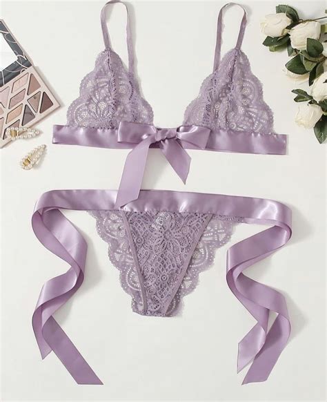 Tie Side Scalloped Trim Lace Lingerie Set Artofit