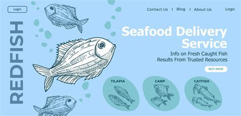 Seafood delivery service, variety of fish website 17743341 Vector Art ...