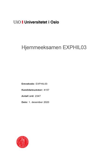 Exphil Eksamensoppgave Kant Og Aristoteles Hjemmeeksamen EXPHIL