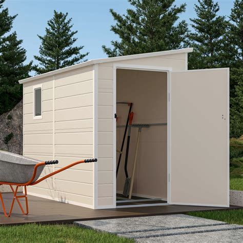 Beige Resin Garden Shed 5x8 ft + Foundation Kit Jobu