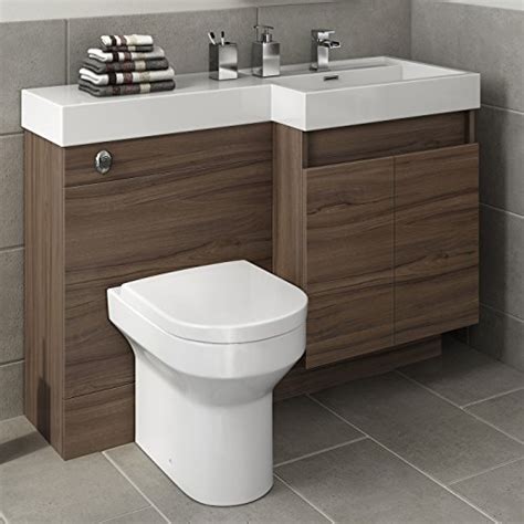 1200 mm Modern Walnut Bathroom Vanity Unit Basin Sink + Toilet ...