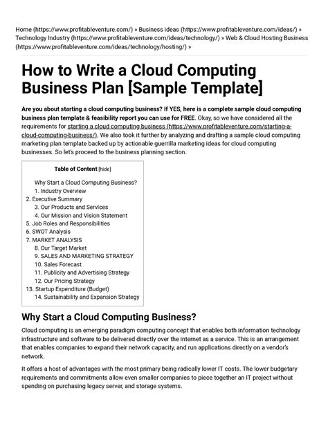 Cloud Computing Business Plan [sample Template For 2022] Home Proûtableventure Business