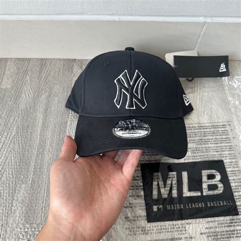 Topi New Era Yankees Ny New York Hitam Black List Putih Original Mlb