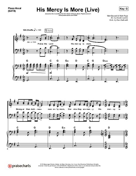 His Mercy Is More (Live) Sheet Music PDF (Shane & Shane) - PraiseCharts