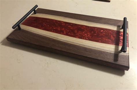 Red Epoxy River Black Walnut Charcuterie Board Etsy