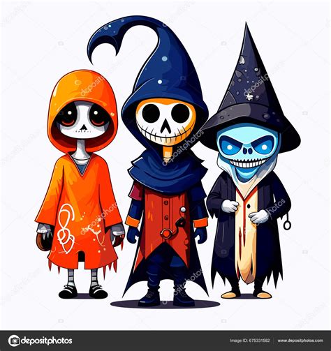 Scary Costumes Halloween Illustration Cartoon Stock Vector by ©tesaja ...