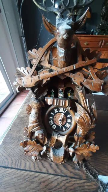 Horloge Coucou Ancien Sculpt De Allemagne Th Me Chasse