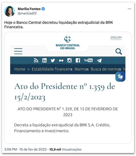 Bc Anuncia Liquidação Extrajudicial Da Brk E Portocred