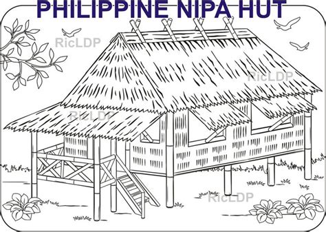 A Drawing Of A Hut With The Words Philippines Nipa Hut Written In Black