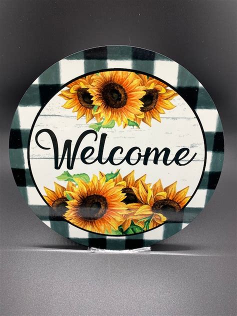 Round Sunflower Wreath Signs Signs For Wreaths Wreath Etsy