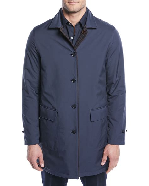 Loro Piana Mens Reversible Plaid Coat