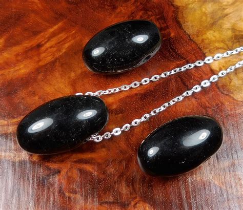 Obsidian Necklace Black Gemstone Bead Polished By Amazingcrystals