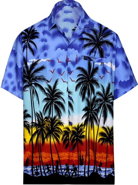 Happy Bay Mens Holiday Tropical Party Aloha Shirts Short Sleeve Button