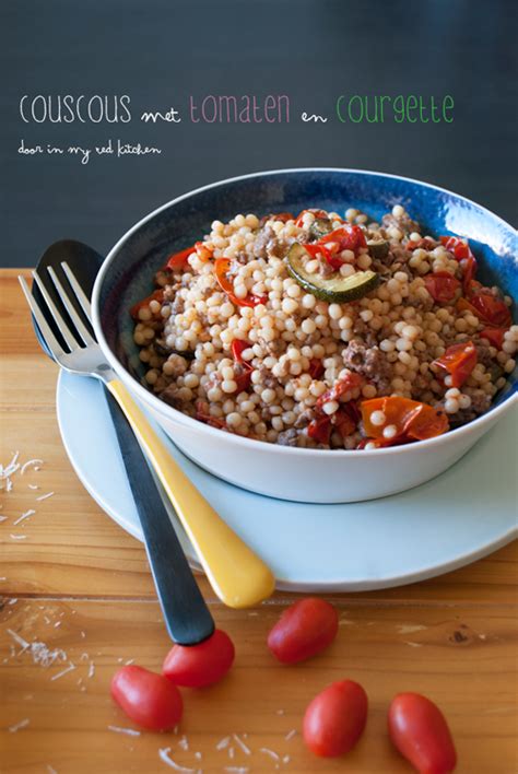 Parel Couscous Met Tomaten En Courgette In My Red Kitchen