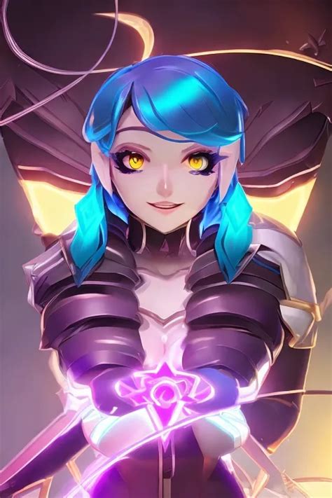 Dopamine Girl Gwen From League Of Legends Full Body Colorful Blue