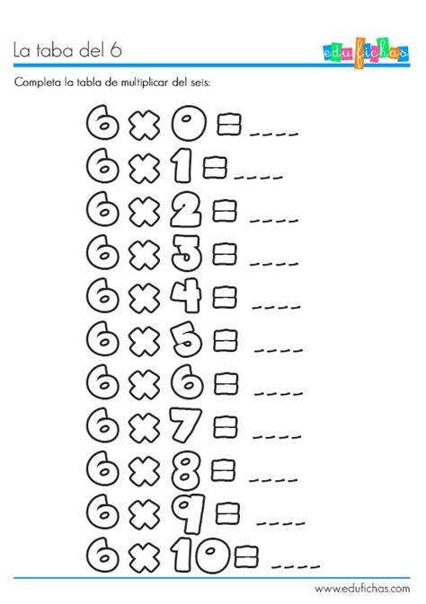 Tabla De Multiplicar Del Ficha Educativa Ejercicio