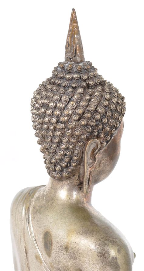 Antique Large Tibetan Silver Gilt Bronze Buddha Statue Sculpture At