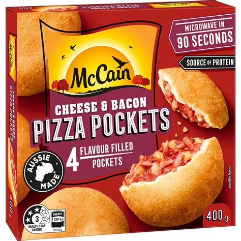 Mccain Pizza Pocket Snacks Cheese And Bacon 4 Pack Woolworths