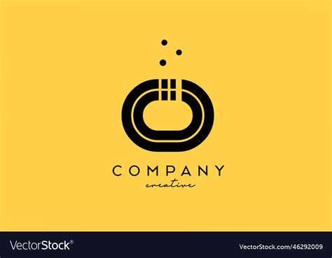 O yellow black alphabet letter logo with lines Vector Image