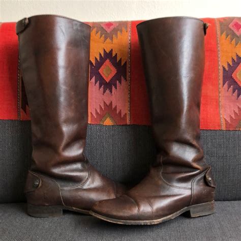 Frye Melissa Button Back Boots Dark Brown Size Gem