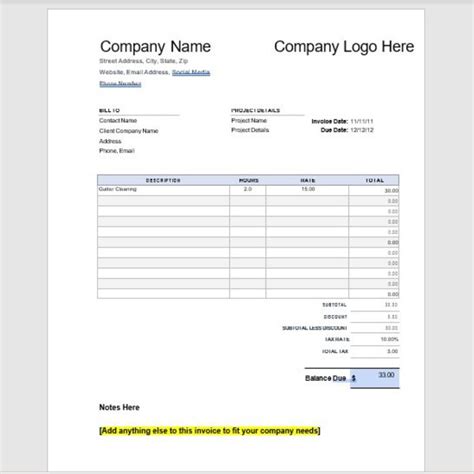 Pressure Washing Invoice Template Etsy