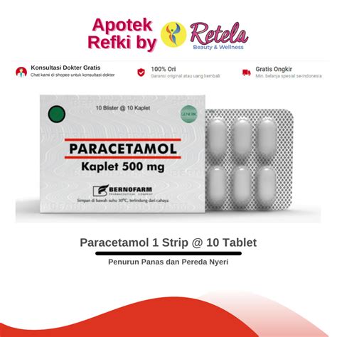 Jual Paracetamol 500 Mg 1 Strip 10 Tablet Penurun Panas Dan Pereda