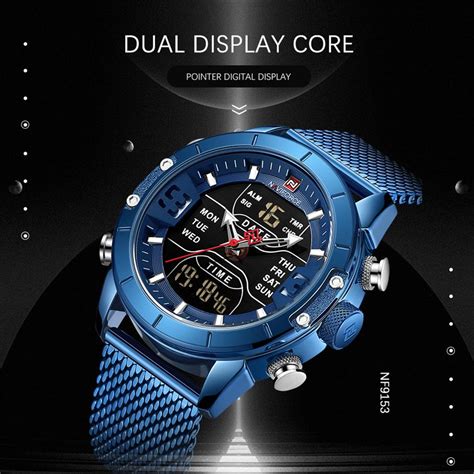 Naviforce 9153 Men S Fashion Stainless Steel Waterproof Analog Digital