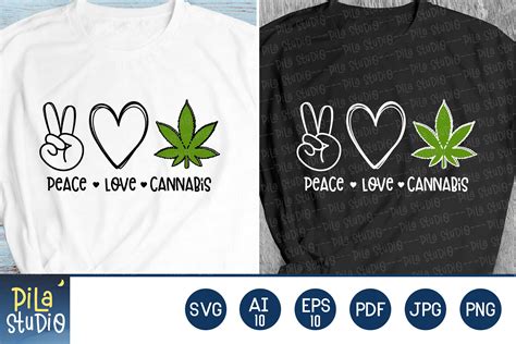 Peace Love Cannabis Svg Peace Love Weed Svg Silhouette Svg Etsy