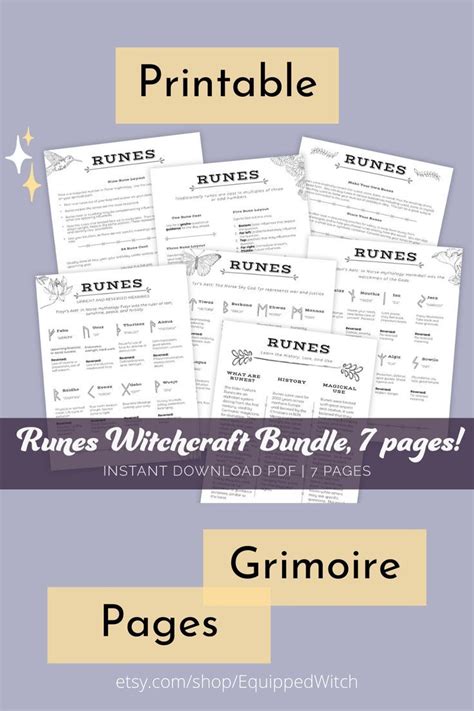 Runes Witchcraft Bundle Printable Rune Meanings Rune Pdf Grimoire